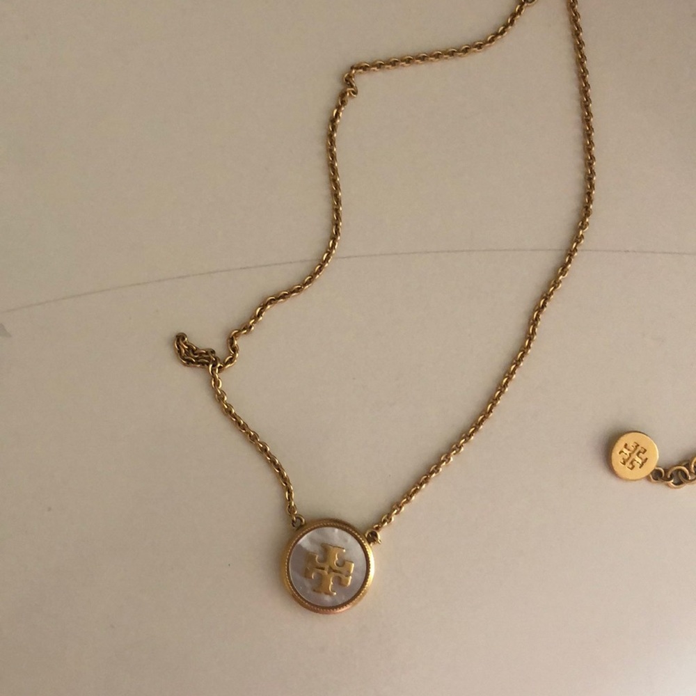 Tory Burch pearl logo pendant necklace